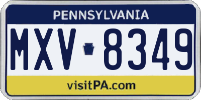 PA license plate MXV8349