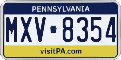 PA license plate MXV8354