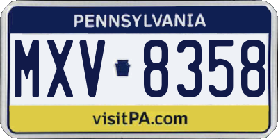 PA license plate MXV8358