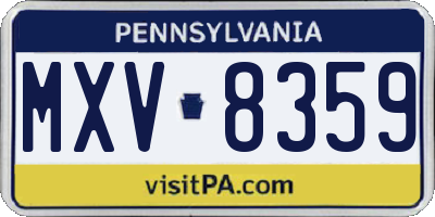 PA license plate MXV8359