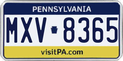 PA license plate MXV8365