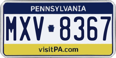 PA license plate MXV8367