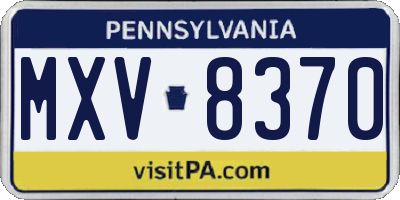 PA license plate MXV8370
