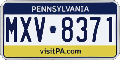 PA license plate MXV8371