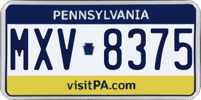 PA license plate MXV8375