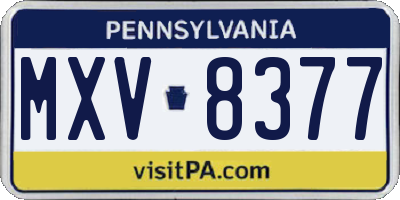 PA license plate MXV8377