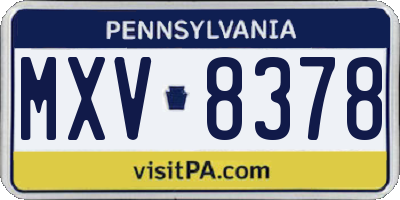 PA license plate MXV8378