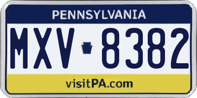 PA license plate MXV8382