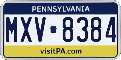 PA license plate MXV8384