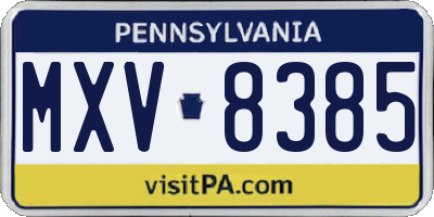 PA license plate MXV8385