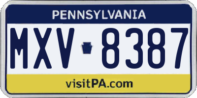 PA license plate MXV8387
