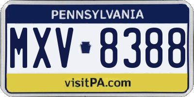 PA license plate MXV8388