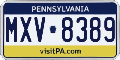 PA license plate MXV8389