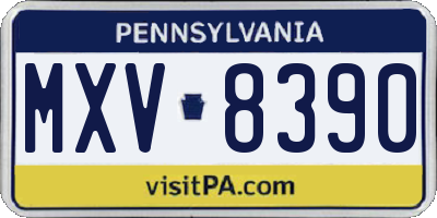 PA license plate MXV8390