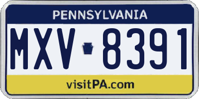 PA license plate MXV8391