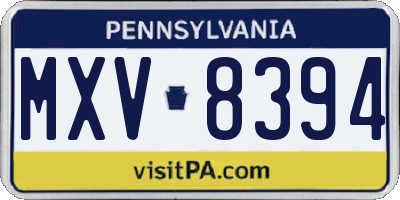 PA license plate MXV8394