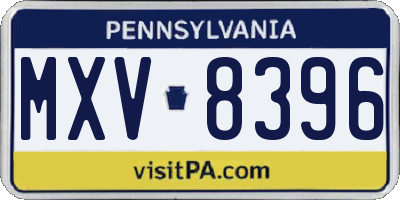 PA license plate MXV8396