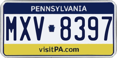 PA license plate MXV8397