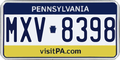 PA license plate MXV8398