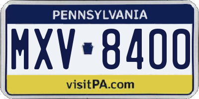 PA license plate MXV8400