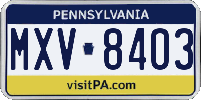 PA license plate MXV8403