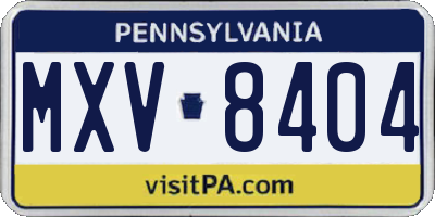 PA license plate MXV8404