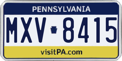 PA license plate MXV8415