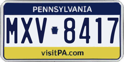 PA license plate MXV8417