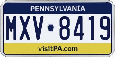 PA license plate MXV8419