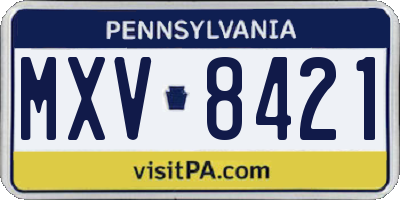 PA license plate MXV8421