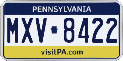 PA license plate MXV8422
