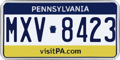 PA license plate MXV8423