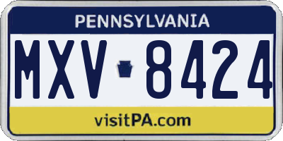 PA license plate MXV8424