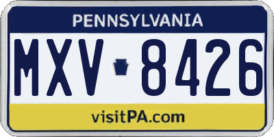 PA license plate MXV8426