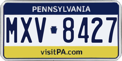 PA license plate MXV8427