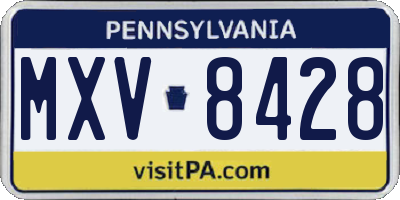PA license plate MXV8428