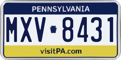 PA license plate MXV8431
