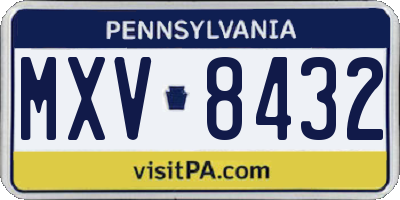 PA license plate MXV8432