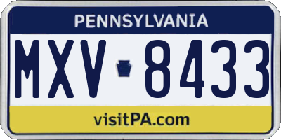 PA license plate MXV8433