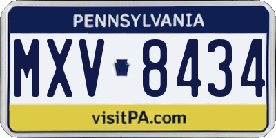 PA license plate MXV8434