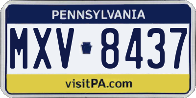 PA license plate MXV8437