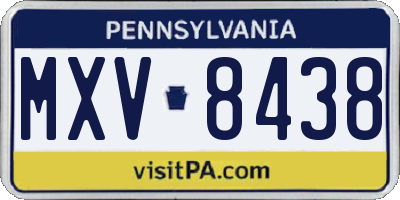 PA license plate MXV8438