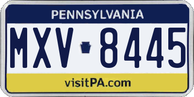 PA license plate MXV8445