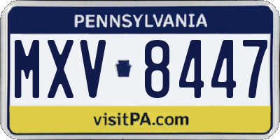 PA license plate MXV8447