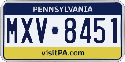 PA license plate MXV8451