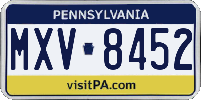 PA license plate MXV8452