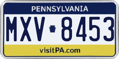PA license plate MXV8453