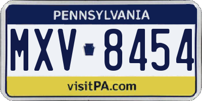 PA license plate MXV8454