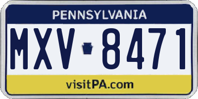 PA license plate MXV8471