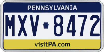 PA license plate MXV8472